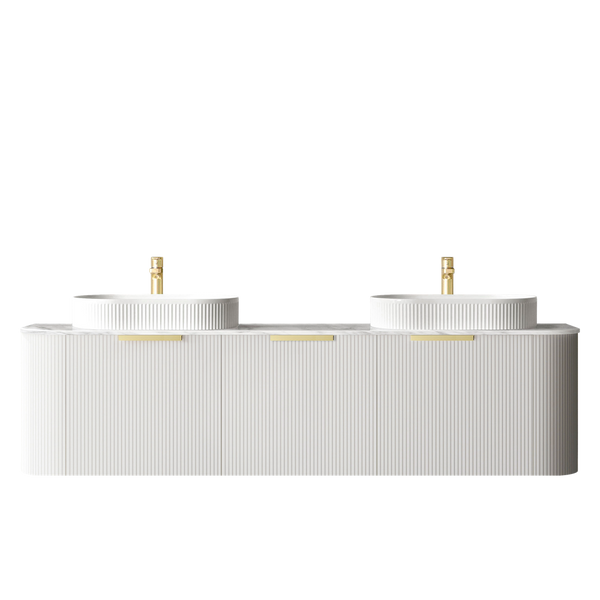 Otti Bondi 1800mm Satin White Fluted Wall Hung Curve Vanity