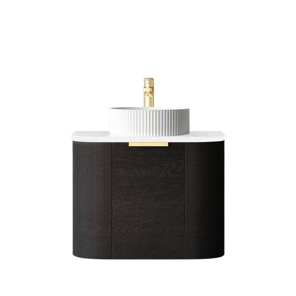 Otti Bondi 600mm Black Oak Fluted Wall Hung Curve Vanity