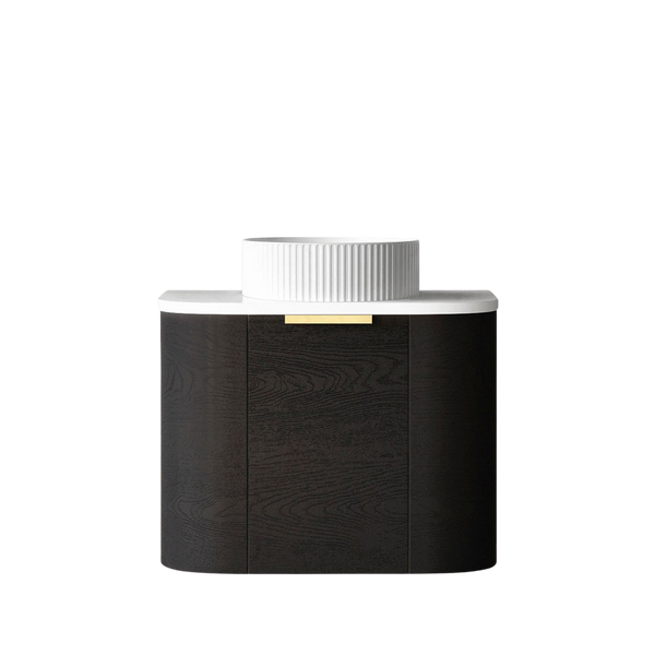 Otti Bondi 600mm Black Oak Fluted Wall Hung Curve Vanity