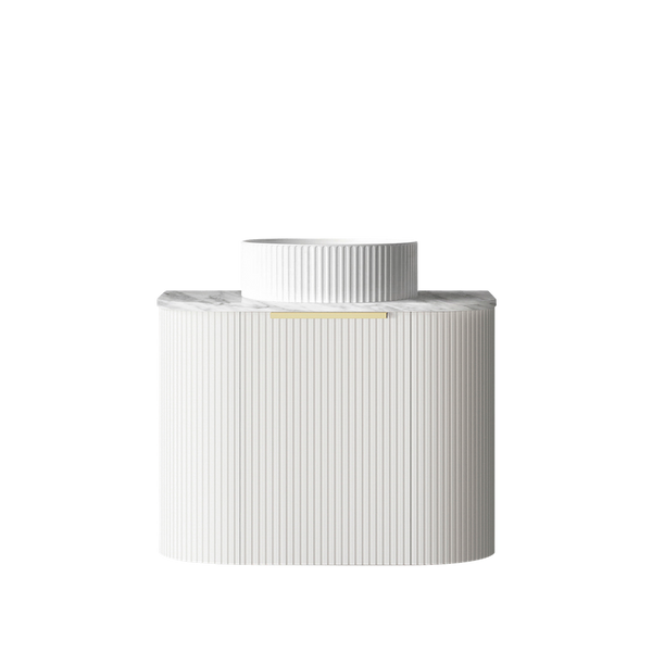 Otti Bondi 600mm Satin White Fluted Wall Hung Curve Vanity