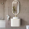 Otti Bondi 600mm Satin White Fluted Wall Hung Curve Vanity