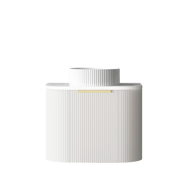 Otti Bondi 600mm Satin White Fluted Wall Hung Curve Vanity