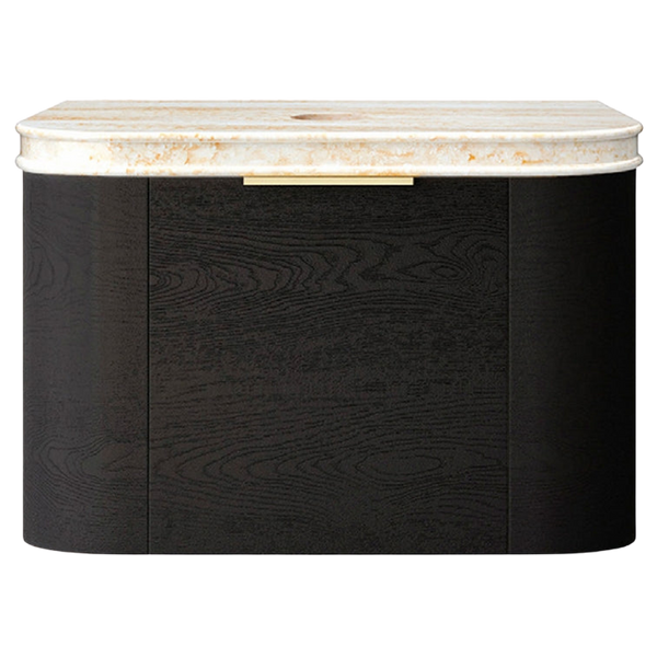 Otti Bondi 750mm Black Oak Fluted Wall Hung Curve Vanity
