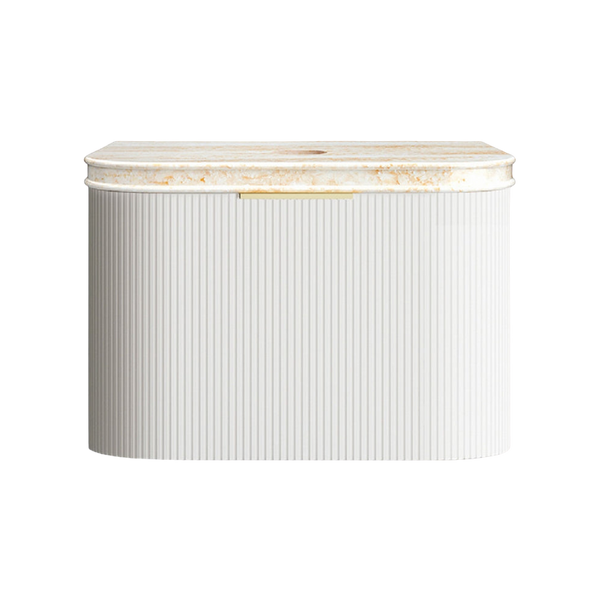 Otti Bondi 750mm Satin White Fluted Wall Hung Curve Vanity