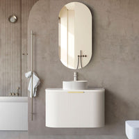 Otti Bondi 750mm Satin White Fluted Wall Hung Curve Vanity