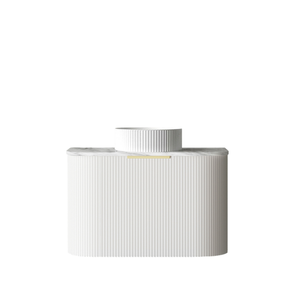 Otti Bondi 750mm Satin White Fluted Wall Hung Curve Vanity