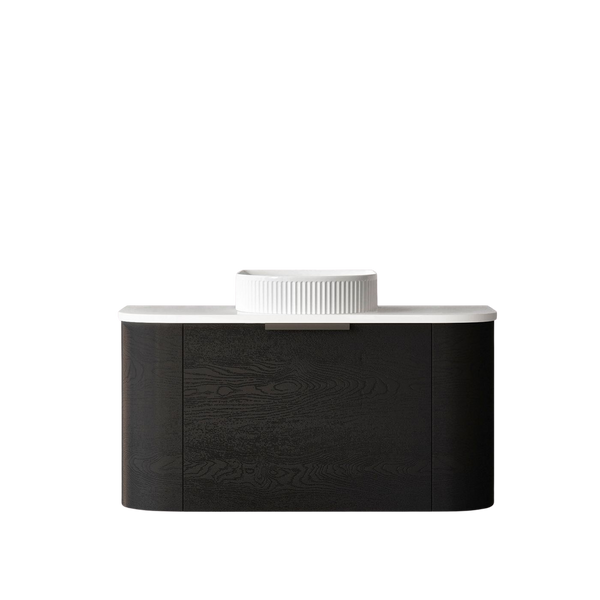 Otti Bondi 900mm Black Oak Fluted Wall Hung Curve Vanity