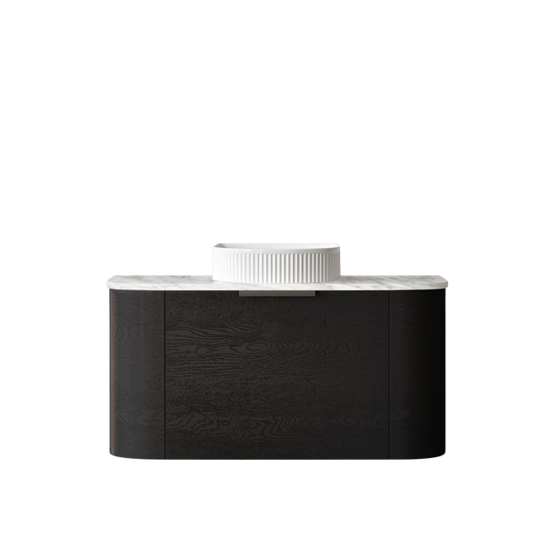 Otti Bondi 900mm Black Oak Fluted Wall Hung Curve Vanity