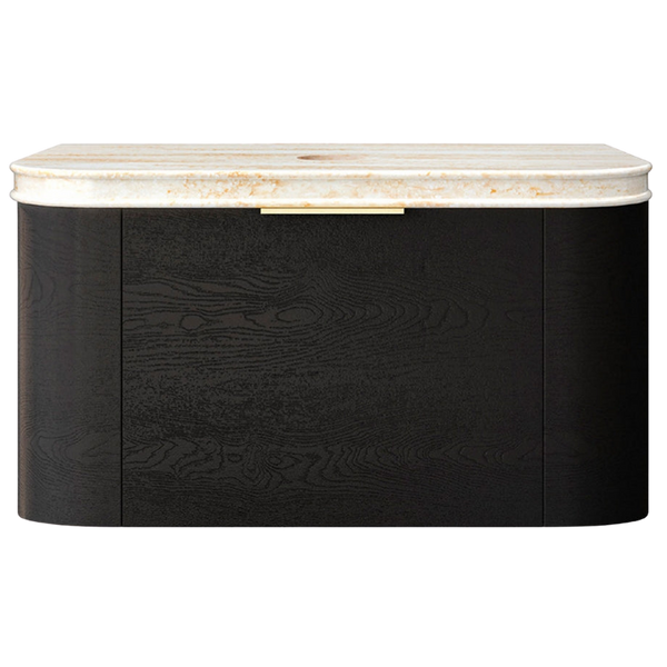 Otti Bondi 900mm Black Oak Fluted Wall Hung Curve Vanity