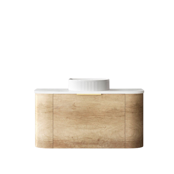 Otti Bondi 900mm Natural Oak Fluted Wall Hung Curve Vanity