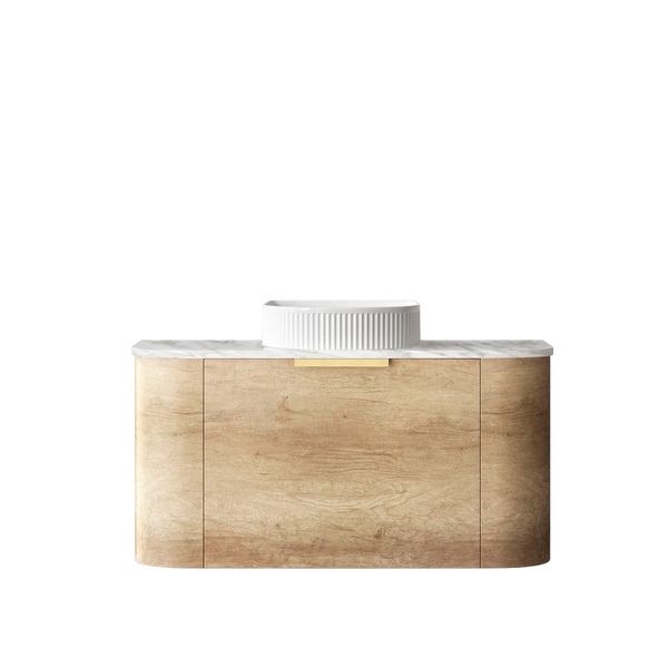 Otti Bondi 900mm Natural Oak Fluted Wall Hung Curve Vanity