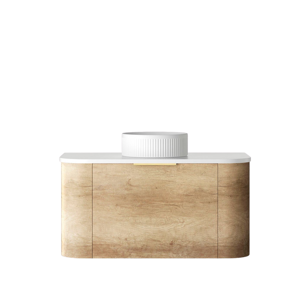 Otti Bondi 900mm Natural Oak Fluted Wall Hung Curve Vanity