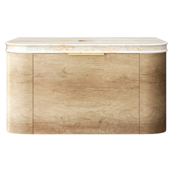 Otti Bondi 900mm Natural Oak Fluted Wall Hung Curve Vanity