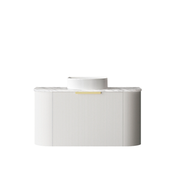 Otti Bondi 900mm Satin White Fluted Wall Hung Curve Vanity