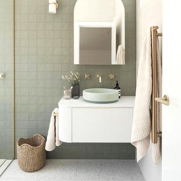 Otti Bondi 900mm Satin White Fluted Wall Hung Curve Vanity