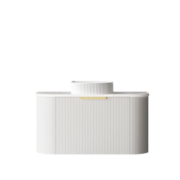 Otti Bondi 900mm Satin White Fluted Wall Hung Curve Vanity