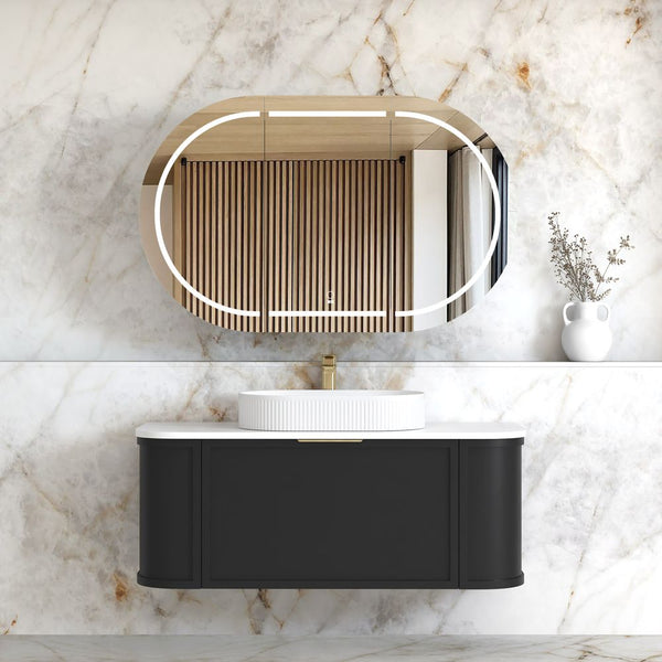 Otti Hampshire 1200mm Satin Black Wall Hung Curve Vanity