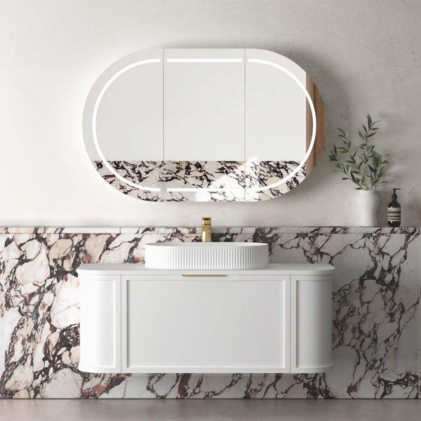 Otti Hampshire 1200mm Satin White Wall Hung Curve Vanity