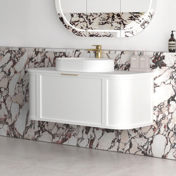 Otti Hampshire 1200mm Satin White Wall Hung Curve Vanity