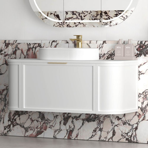 Otti Hampshire 1200mm Satin White Wall Hung Curve Vanity