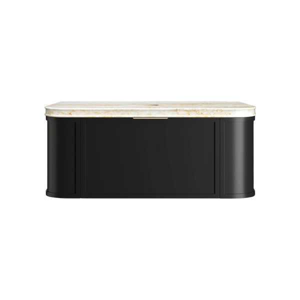 Otti Hampshire 1500mm Satin Black Wall Hung Double Bowl Curve Vanity