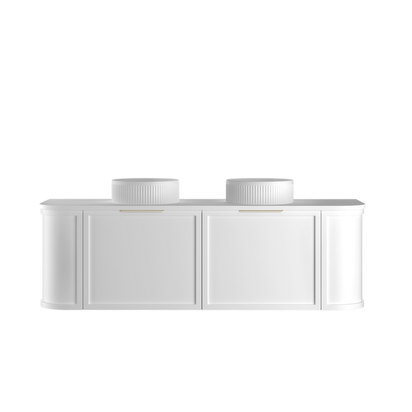 Otti Hampshire 1500mm Satin White Wall Hung Double Bowl Curve Vanity
