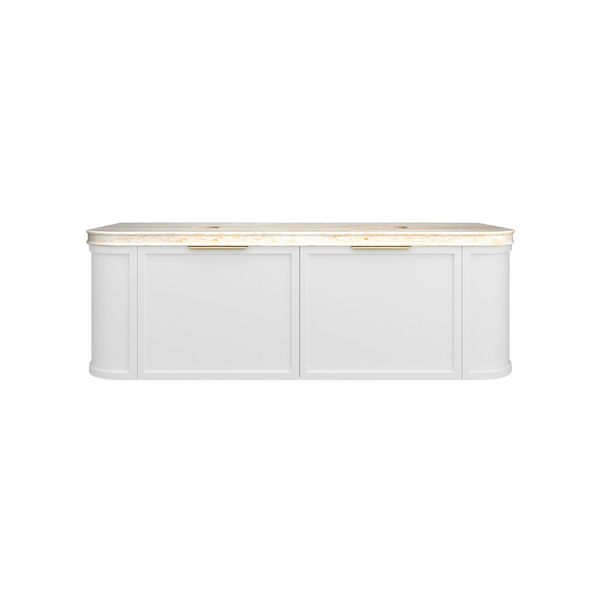 Otti Hampshire 1500mm Satin White Wall Hung Double Bowl Curve Vanity
