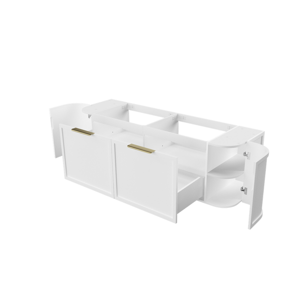 Otti Hampshire 1500mm Satin White Wall Hung Double Bowl Curve Vanity