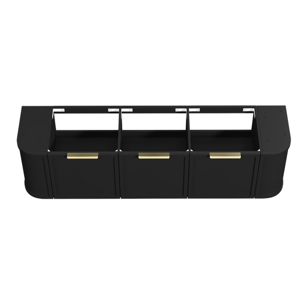 Otti Hampshire 1800mm Satin Black Wall Hung Double Bowl Curve Vanity