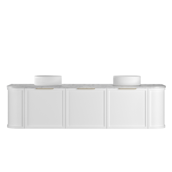 Otti Hampshire 1800mm Satin White Wall Hung Double Bowl Curve Vanity