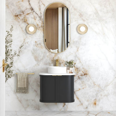 Otti Hampshire 600mm Satin Black Wall Hung Curve Vanity