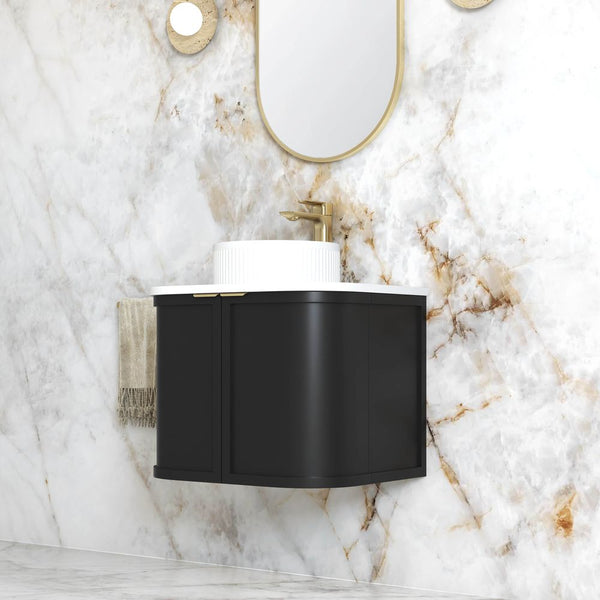 Otti Hampshire 600mm Satin Black Wall Hung Curve Vanity
