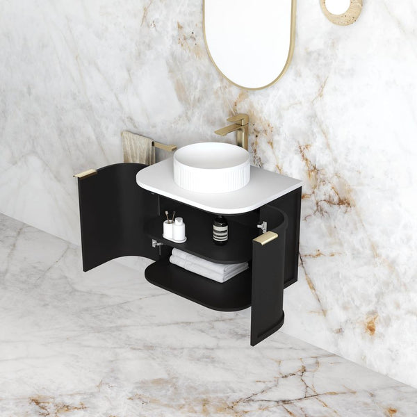 Otti Hampshire 600mm Satin Black Wall Hung Curve Vanity