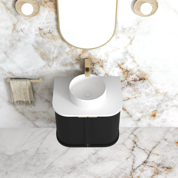 Otti Hampshire 600mm Satin Black Wall Hung Curve Vanity