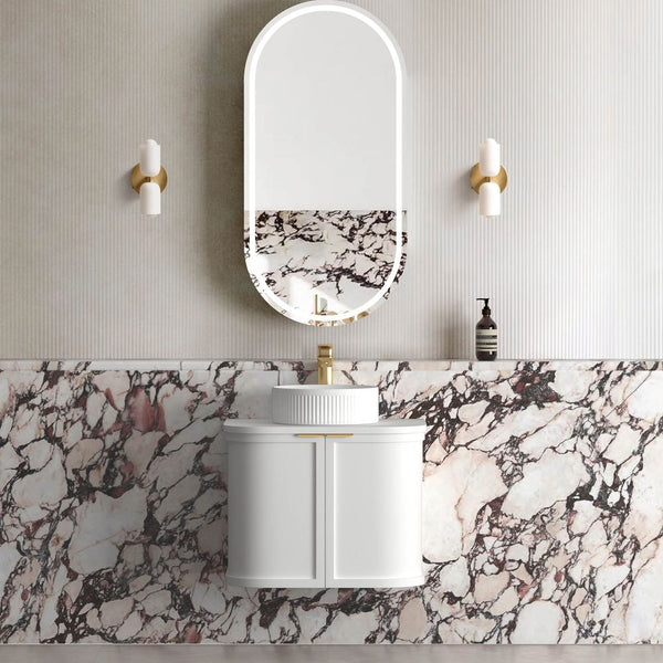 Otti Hampshire 600mm Satin White Wall Hung Curve Vanity