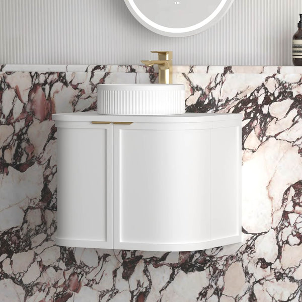 Otti Hampshire 600mm Satin White Wall Hung Curve Vanity