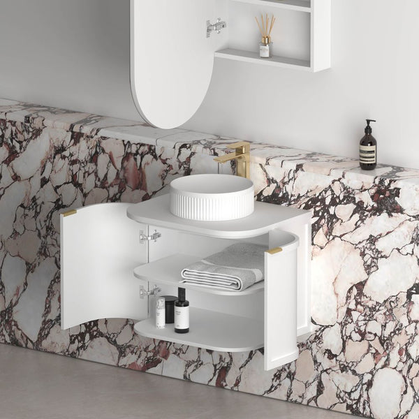 Otti Hampshire 600mm Satin White Wall Hung Curve Vanity