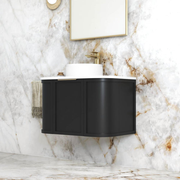 Otti Hampshire 750mm Satin Black Wall Hung Curve Vanity