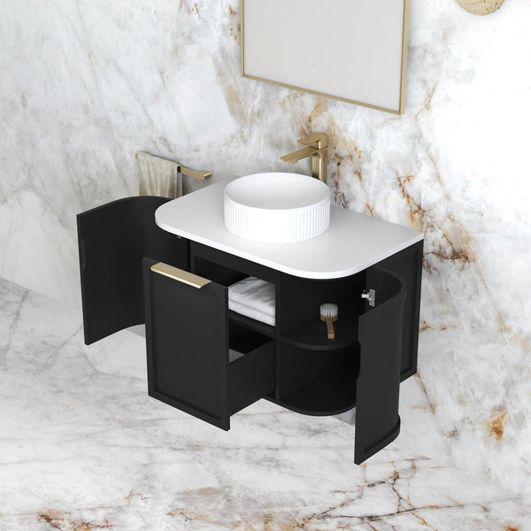 Otti Hampshire 750mm Satin Black Wall Hung Curve Vanity