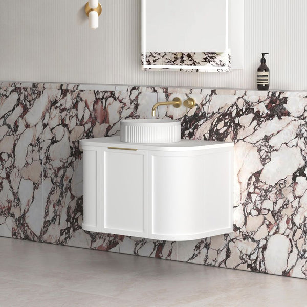 Otti Hampshire 750mm Satin White Wall Hung Curve Vanity
