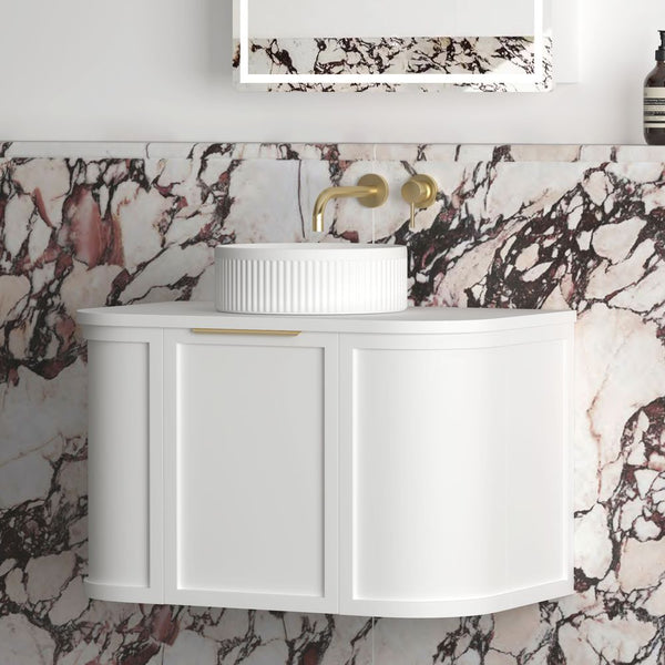 Otti Hampshire 750mm Satin White Wall Hung Curve Vanity