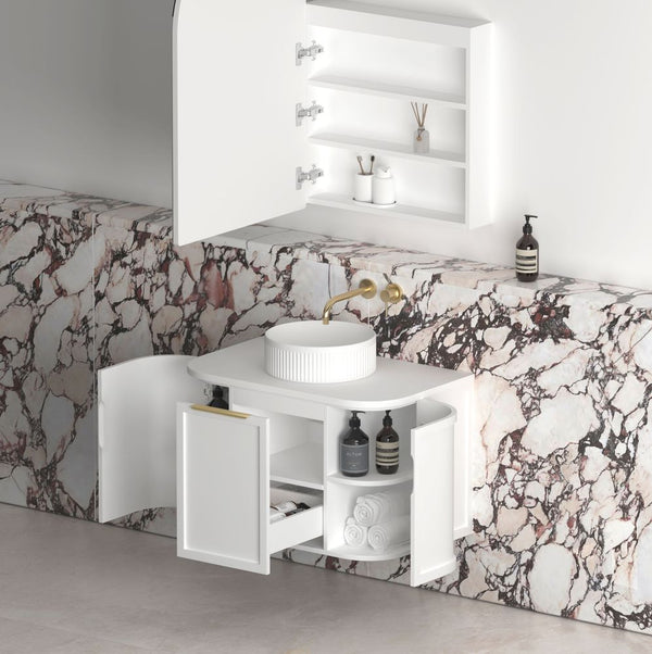Otti Hampshire 750mm Satin White Wall Hung Curve Vanity