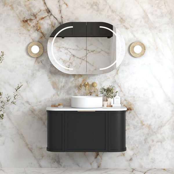 Otti Hampshire 900mm Satin Black Wall Hung Curve Vanity