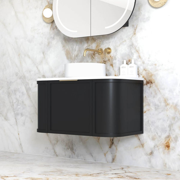 Otti Hampshire 900mm Satin Black Wall Hung Curve Vanity