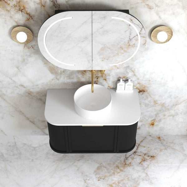 Otti Hampshire 900mm Satin Black Wall Hung Curve Vanity