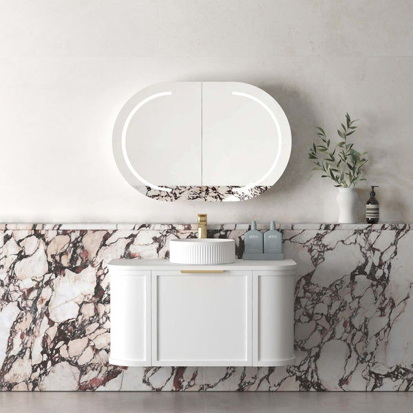 Otti Hampshire 900mm Satin White Wall Hung Curve Vanity