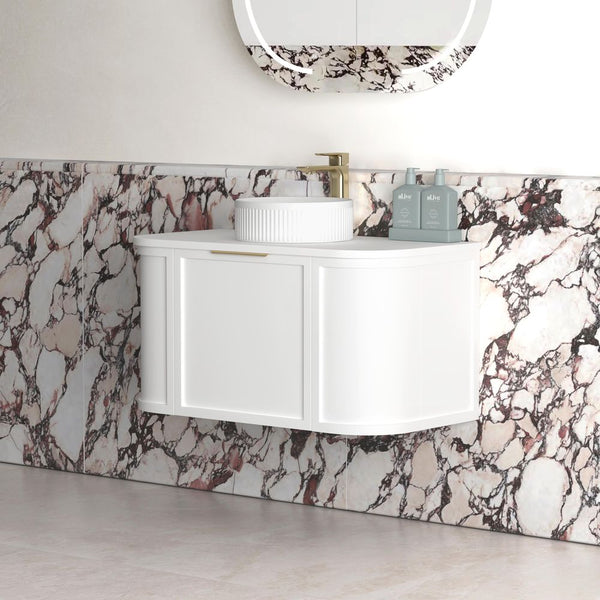 Otti Hampshire 900mm Satin White Wall Hung Curve Vanity