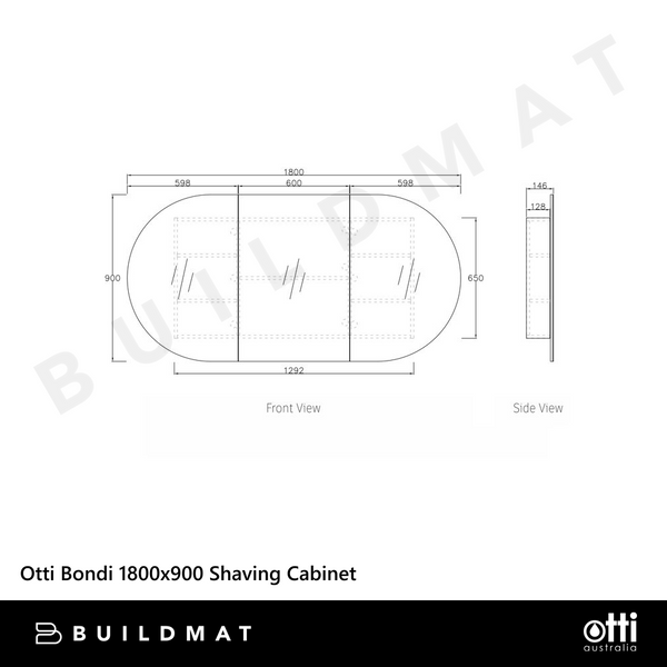 Otti Bondi 1800mm Natural Oak Shaving Cabinet