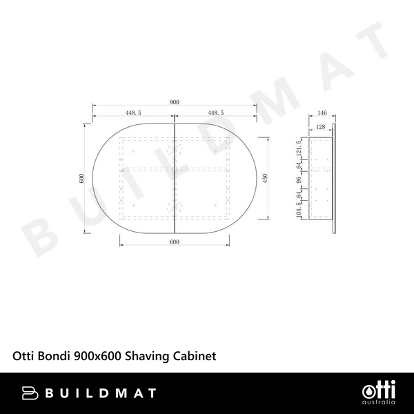 Otti Bondi 900mm Black Oak Shaving Cabinet