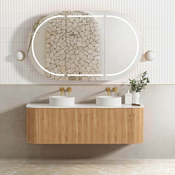 Otti Bondi 1500mm Woodland Oak Fluted Curve Vanity